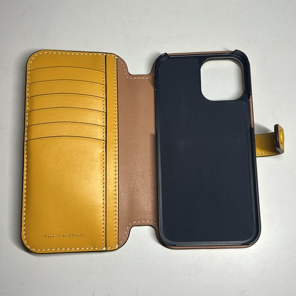 Tory Burch T Monogram Jacquard Yellow Folio For IPhone 12 Para o Max - Picture 12 of 16